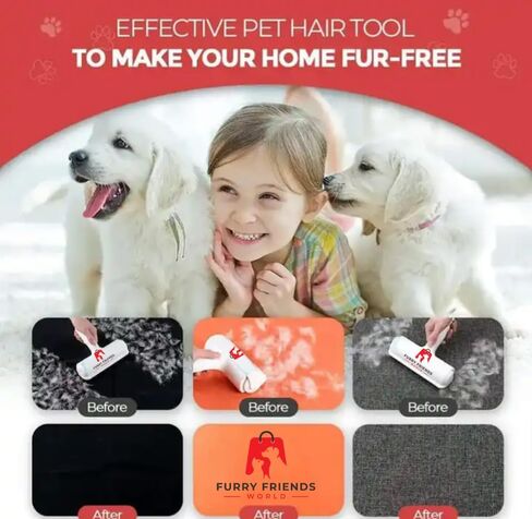مزيل شعر الحيوانات الأليفة وبكرة الوبر القابلة لإعادة الاستخدام - مزيل شعر الوبر والقطط والكلاب للأثاث والملابس والسجاد والفراش - أداة إزالة الوبر والفراء متعدد الأسطح (رمادي) in Kuwait