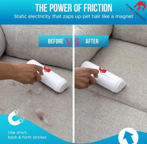 مزيل شعر الحيوانات الأليفة وبكرة الوبر القابلة لإعادة الاستخدام - مزيل شعر الوبر والقطط والكلاب للأثاث والملابس والسجاد والفراش - أداة إزالة الوبر والفراء متعدد الأسطح (رمادي) in Kuwait