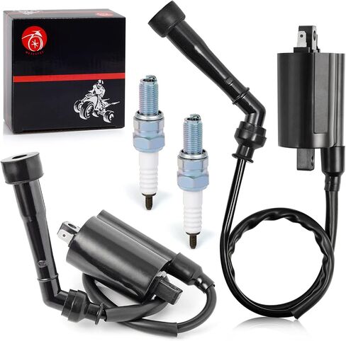 Ignition Coil Pack L & R + Spark Plug + Cap For Suzuki Intruder 800 750 VS800 VS800GL VS750 VS750GLP 1988-2004 33420-38A11 33410-38A11 in Saudi Arabia