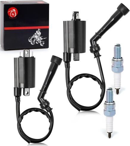 Ignition Coil Pack L & R + Spark Plug + Cap For Suzuki Intruder 800 750 VS800 VS800GL VS750 VS750GLP 1988-2004 33420-38A11 33410-38A11 in Saudi Arabia