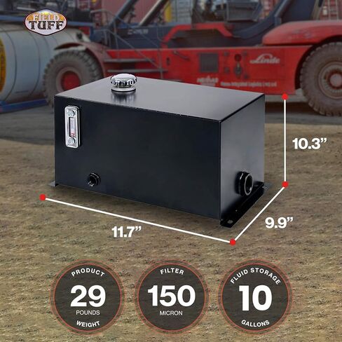 Field Tuff 10 Gallon 14 Gauge Welded Steel Hydraulic Fluid Reservoir Tank with 2 Inch Suction Port and 0.75 Inch Return Port, Black in Saudi Arabia