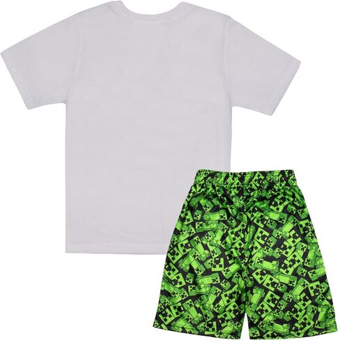 Minecraft Creeper Boys Short Sleeve T-Shirt & Shorts, 2-Piece Gamer Outfit Set for Kids and Toddlers in Saudi Arabia