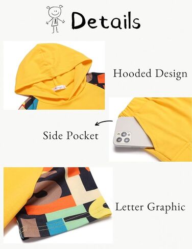 Arshiner Boys 2 Piece Summer Outfits Letter Graphic Colorblock Short Sleeve Hoodie and Short Sets whith Pockets 5-12 Years in Kuwait