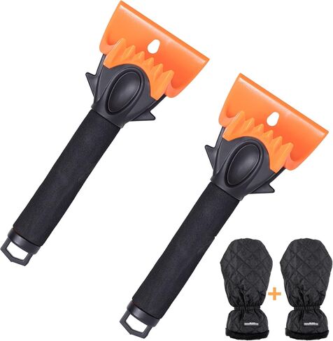 BIRDROCK HOME Ice Scraper & Breaker Combo for Car Windshield & Windows, Water Resistant, Padded Glove, Non-Scratch 4" Blade, ABS Plastic, Ice Remover, Warm & Cozy Waterproof Glove - 1 Pack in Saudi Arabia