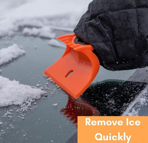 BIRDROCK HOME Ice Scraper & Breaker Combo for Car Windshield & Windows, Water Resistant, Padded Glove, Non-Scratch 4" Blade, ABS Plastic, Ice Remover, Warm & Cozy Waterproof Glove - 1 Pack in Saudi Arabia