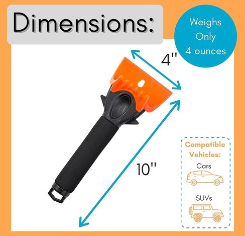 BIRDROCK HOME Ice Scraper & Breaker Combo for Car Windshield & Windows, Water Resistant, Padded Glove, Non-Scratch 4" Blade, ABS Plastic, Ice Remover, Warm & Cozy Waterproof Glove - 1 Pack in Saudi Arabia