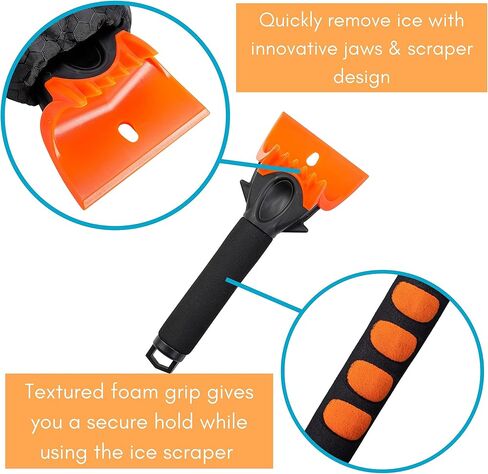 BIRDROCK HOME Ice Scraper & Breaker Combo for Car Windshield & Windows, Water Resistant, Padded Glove, Non-Scratch 4" Blade, ABS Plastic, Ice Remover, Warm & Cozy Waterproof Glove - 1 Pack in Saudi Arabia