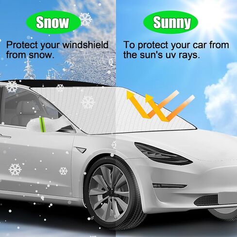 غطاء الزجاج الأمامي للشتاء الجليدي والثلجي مع حواف مغناطيسية، أغطية حماية من الصقيع للزجاج الأمامي، 5 طبقات من الحماية، الثلج والرياح والظل، لمعظم سيارات الدفع الرباعي والشاحنات والشاحنات. (63 بوصة × 46 بوصة) in Kuwait