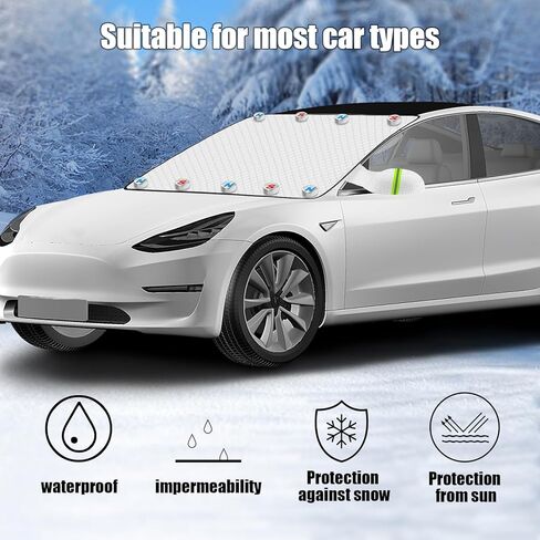 غطاء الزجاج الأمامي للشتاء الجليدي والثلجي مع حواف مغناطيسية، أغطية حماية من الصقيع للزجاج الأمامي، 5 طبقات من الحماية، الثلج والرياح والظل، لمعظم سيارات الدفع الرباعي والشاحنات والشاحنات. (63 بوصة × 46 بوصة) in Kuwait