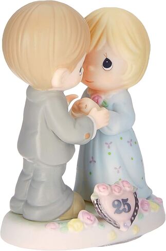 Precious Moments, Our Love Still Sparkles In Your Eyes, 25th Anniversary, Bisque Porcelain Figurine, 115911, Silver, Medium in Saudi Arabia
