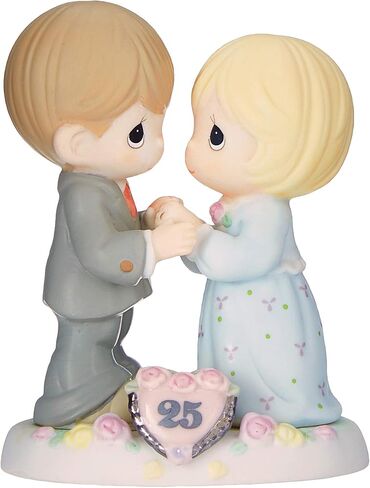 Precious Moments, Our Love Still Sparkles In Your Eyes, 25th Anniversary, Bisque Porcelain Figurine, 115911, Silver, Medium in Saudi Arabia