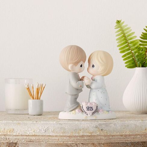 Precious Moments, Our Love Still Sparkles In Your Eyes, 25th Anniversary, Bisque Porcelain Figurine, 115911, Silver, Medium in Saudi Arabia