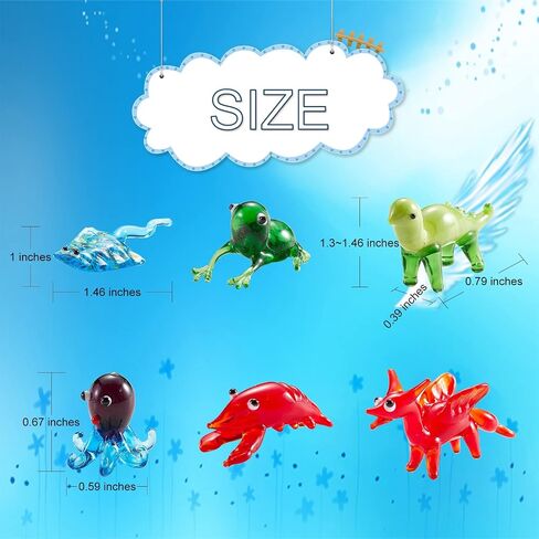 6Pcs Hand Blown Glass Figurines Includes Christmas Reindeer,Birds,Giraffes,Bees,Chameleon,Elephant Glass Figurines for Collectibles, Home Decoration,Gifts in Saudi Arabia