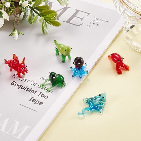 6Pcs Hand Blown Glass Figurines Includes Christmas Reindeer,Birds,Giraffes,Bees,Chameleon,Elephant Glass Figurines for Collectibles, Home Decoration,Gifts in Saudi Arabia