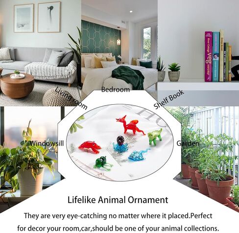 6Pcs Hand Blown Glass Figurines Includes Christmas Reindeer,Birds,Giraffes,Bees,Chameleon,Elephant Glass Figurines for Collectibles, Home Decoration,Gifts in Saudi Arabia