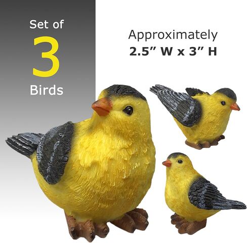 BANBERRY DESIGNS Goldfinch Bird Figurines Set of 3 Styles Birds Decoration 3" High in Saudi Arabia