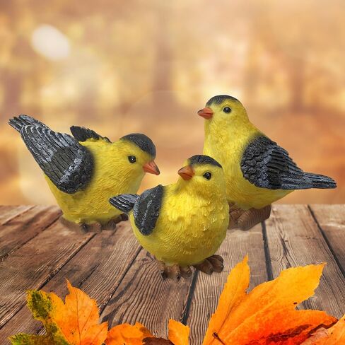 BANBERRY DESIGNS Goldfinch Bird Figurines Set of 3 Styles Birds Decoration 3" High in Saudi Arabia