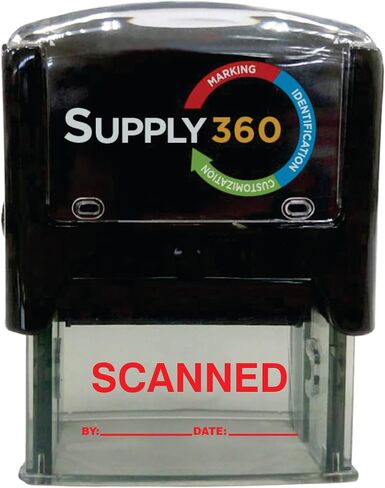 AS-IMP1110R - Scanned Stamp with by: & Date:, Red Ink, Heavy Duty Commerical Self-Inking Rubber Stamp, 9/16" x 1-1/2" Impression in Saudi Arabia