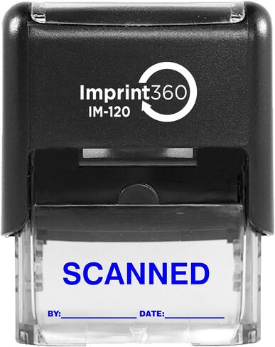 AS-IMP1110R - Scanned Stamp with by: & Date:, Red Ink, Heavy Duty Commerical Self-Inking Rubber Stamp, 9/16" x 1-1/2" Impression in Saudi Arabia