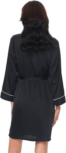 أرواب TOUSYEA النسائية من الساتان لوصيفات العروس وأكمام طويلة من الساتان ملابس نوم حريرية كيمونو in Kuwait