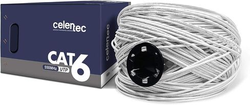 كابل إيثرنت CAT6، 1000 قدم، 23AWG من النحاس الصلب العاري، أزواج ملتوية غير محمية (UTP)، 550 ميجاهرتز، مدرج في قائمة ETL ومصنف CMR، كابل إيثرنت داخلي، صندوق سحب - أزرق in Saudi Arabia