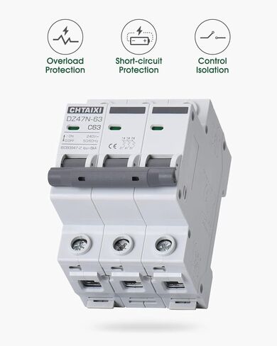 3 Pole DIN Rail Mount Circuit Breaker, 20 Amp 480V AC Miniature Circuit Breaker, Thermal Magnetic Trip AC Disconnect Switch MCB C20 in Saudi Arabia