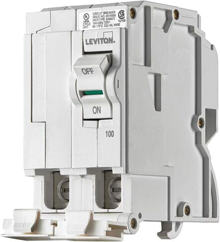 Leviton LB200 100A قاطع دائرة فرعي قياسي ثنائي القطب، مغناطيسي هيدروليكي، 120/240 فولت تيار متردد، أبيض in Kuwait