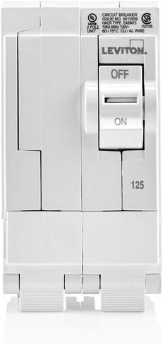 Leviton LB200 100A قاطع دائرة فرعي قياسي ثنائي القطب، مغناطيسي هيدروليكي، 120/240 فولت تيار متردد، أبيض in Saudi Arabia