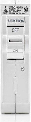 Leviton LB200 100A قاطع دائرة فرعي قياسي ثنائي القطب، مغناطيسي هيدروليكي، 120/240 فولت تيار متردد، أبيض in Saudi Arabia