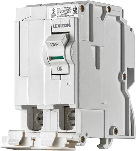 Leviton LB200 100A قاطع دائرة فرعي قياسي ثنائي القطب، مغناطيسي هيدروليكي، 120/240 فولت تيار متردد، أبيض in Saudi Arabia