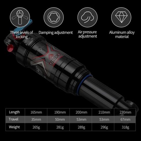 AO-8RC DNM Mtb صدمة خلفية للدراجة الجبلية مع قفل للخارج - ضغط هواء قابل للتعديل - تعديل التخميد (190 × 50 مم (7.48 بوصة × 1.97 بوصة)) in Kuwait