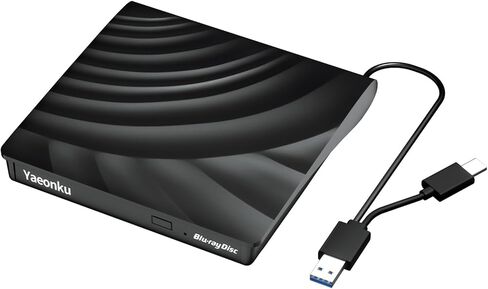External Blu Ray CD DVD Drive, USB 3.0 Type-C 3D Bluray CD DVD Reader Slim Optical Bluray DVD Drive for MacBook Laptop Desktop PC Laptop Compatible with Mac OS Windows XP/7/8/10/11 in Kuwait