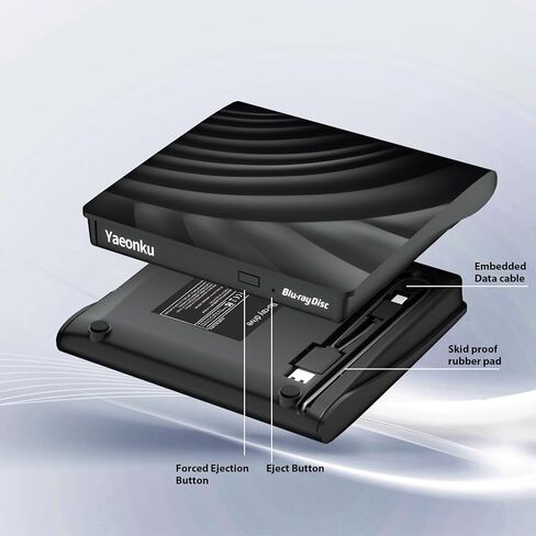 External Blu Ray CD DVD Drive, USB 3.0 Type-C 3D Bluray CD DVD Reader Slim Optical Bluray DVD Drive for MacBook Laptop Desktop PC Laptop Compatible with Mac OS Windows XP/7/8/10/11 in Kuwait
