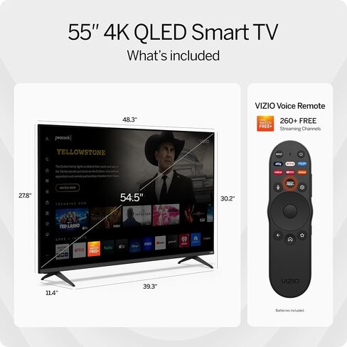 VIZIO 55-inch Quantum 4K QLED Smart TV with Dolby Vision, WiFi 6, Bluetooth Headphone Capable, Apple AirPlay, Chromecast Built-in (New)- M55Q6-L4 (Renewed) in Saudi Arabia