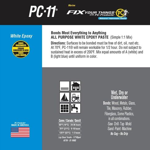 PC-Products PC-11 Epoxy Adhesive Paste, Two-Part Marine Grade, 1lb in Two Cans, Off White 160114 in Saudi Arabia