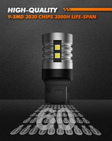 مصابيح عكسية LED من SEALIGHT 7440، 12 فولت فائقة السطوع 1000LM لمبة إضاءة بيضاء احتياطية بقدرة 7440 وات W21W، مناسبة لمصباح صندوق السيارة، لمبة لوحة الترخيص، لمبة داخلية، إلخ، قطعتان in Kuwait