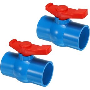 PATIKIL 63mm 2-1/2" ID PVC Ball Valve, 2 Pack Socket Type Shut-off Valve with Easy to Rotate Handle for Water Flow Control, White/Red in Saudi Arabia