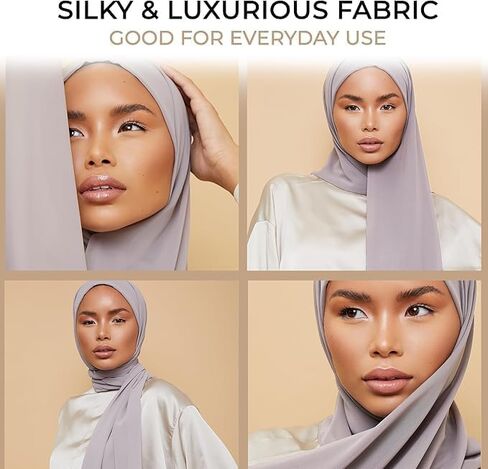 وشاح حجاب شيفون فاخر صغير الحجم من VOILE CHIC للنساء - صنع في تركيا - وشاح رأس إسلامي - أبيض in Kuwait