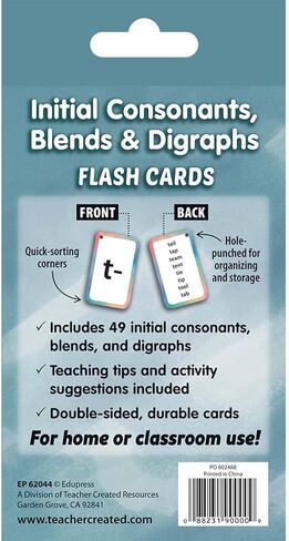 Teacher Created Resources Initial Consonants, Blends & Digraphs Flash Cards (EP62044) 3-1/8" x 5-1/8" in Saudi Arabia