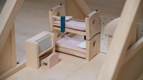PlanToys Wooden Classic Line of Dollhouse Furniture- Bathroom Set (9014) | Sustainably Made from Rubberwood and Non-Toxic Paints and Dyes | PlanNatural Classic Wooden Toy Collection in Saudi Arabia