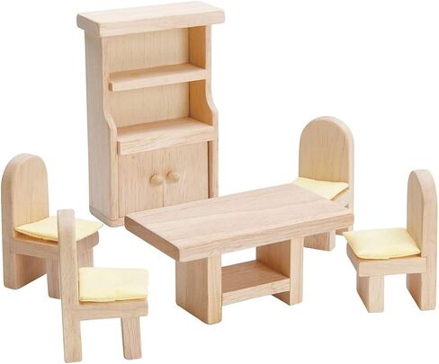 PlanToys Wooden Classic Line of Dollhouse Furniture- Bathroom Set (9014) | Sustainably Made from Rubberwood and Non-Toxic Paints and Dyes | PlanNatural Classic Wooden Toy Collection in Saudi Arabia