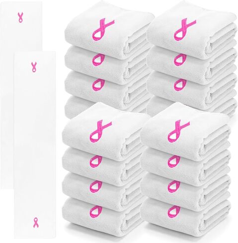 12 Pcs Breast Cancer Awareness Towels 9.8 x 43.3 Inches Pink Ribbon Sports Towels for Sweat Soft Fiber Gym Towels Breast Cancer Awareness Workout Towels for Exercise Fitness Yoga (Black) in Saudi Arabia