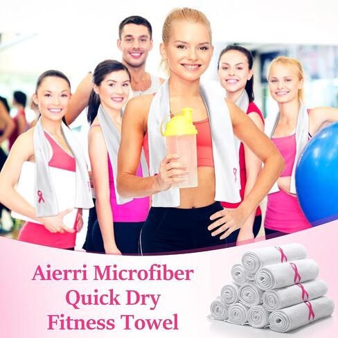 12 Pcs Breast Cancer Awareness Towels 9.8 x 43.3 Inches Pink Ribbon Sports Towels for Sweat Soft Fiber Gym Towels Breast Cancer Awareness Workout Towels for Exercise Fitness Yoga (Black) in Saudi Arabia