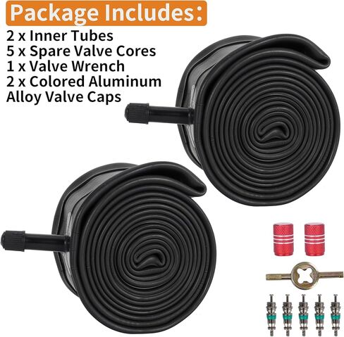 RUTU 26 Inch Bike Inner Tube for 26 X 1.75/1.95/2.10/2.125 inch Bicycle Tube AV32mm Schrader, Rubber Tubes for Mountain and Trail, Cruisers, MTB, Enduro, City Bikes with Tire Lever, 2 Pack in Saudi Arabia