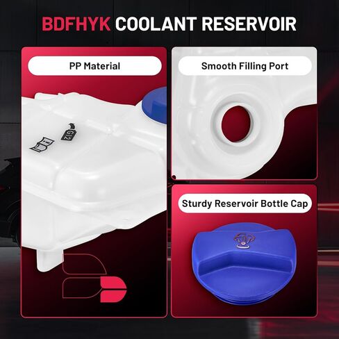 BDFHYK Engine Coolant Expansion Reservoir Overflow Tank Compatible with Audi A3 Q3 TT RS TTS Quattro Volkswagen VW Beetle Eos Golf R GTI Jetta Passat CC Rabbit Tiguan Replace 603-253 1K0121407A in Kuwait
