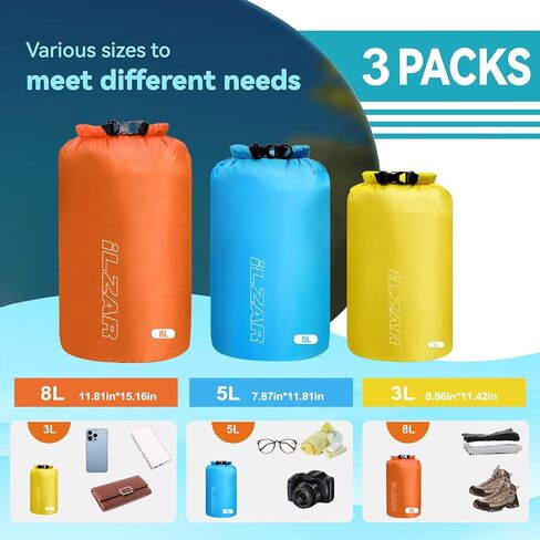 6PCS Dry Bags Waterproof, Lightweight Dry Bags for Kayaking Waterproof，Outdoor Waterproof Bag for Kayaking Hiking Boating Camping in Kuwait