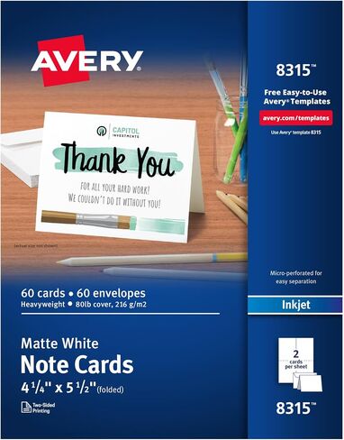 Avery Note Card - 5.50" x 4.25" - Matte - 60 / Box - White in Saudi Arabia