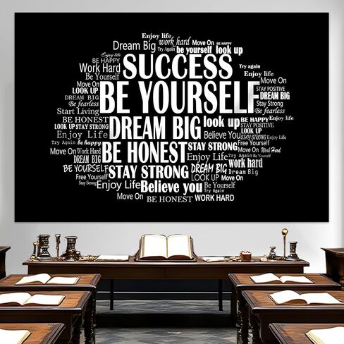 Inspirational Photo Backdrop Positive Affirmations Wall Tapestry, 7x5 ft | Motivational Photography Background Black and White Themed Birthday Party Decorations Banner for Classroom in Saudi Arabia
