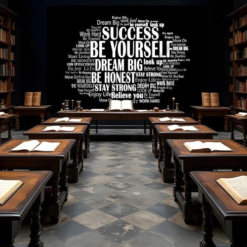 Inspirational Photo Backdrop Positive Affirmations Wall Tapestry, 7x5 ft | Motivational Photography Background Black and White Themed Birthday Party Decorations Banner for Classroom in Saudi Arabia