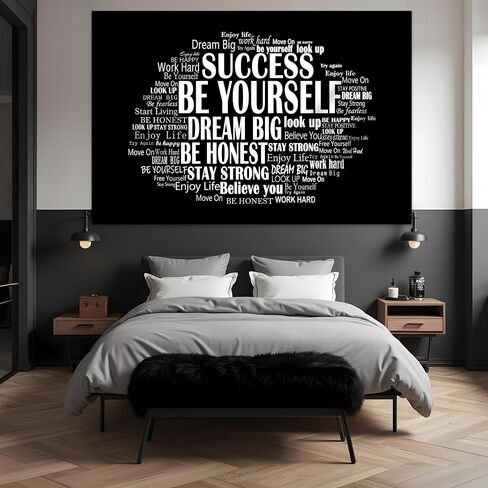 Inspirational Photo Backdrop Positive Affirmations Wall Tapestry, 7x5 ft | Motivational Photography Background Black and White Themed Birthday Party Decorations Banner for Classroom in Saudi Arabia